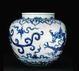 Globular jar with painted dragon